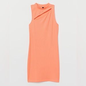 PEACH PINK Fitted Ribbed Dress